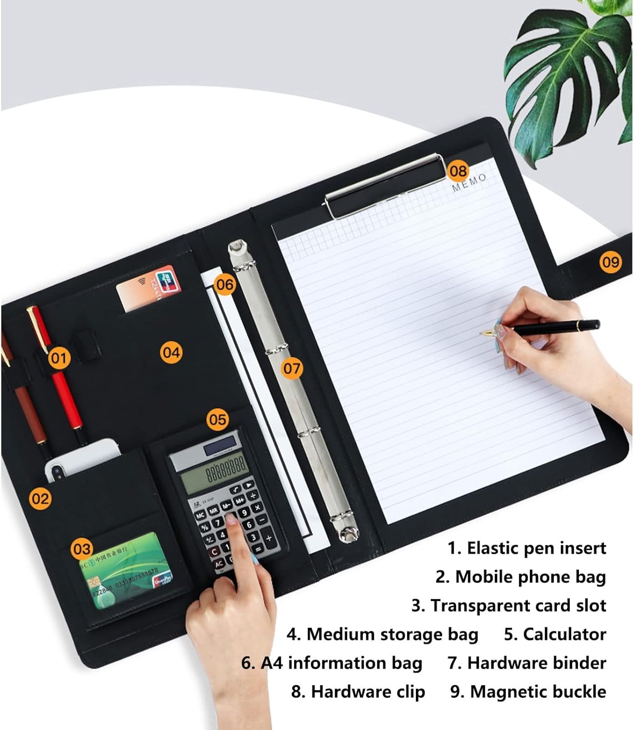 A4 Cartella di Lavoro, Cartella per Appunti, Padfolio, 4 Raccoglitore Ad Anelli, Cartella Portfolio Aziendale, Conferenza E Presentazione per Documenti, Cartelle di Presentazione, Red, No Calculator