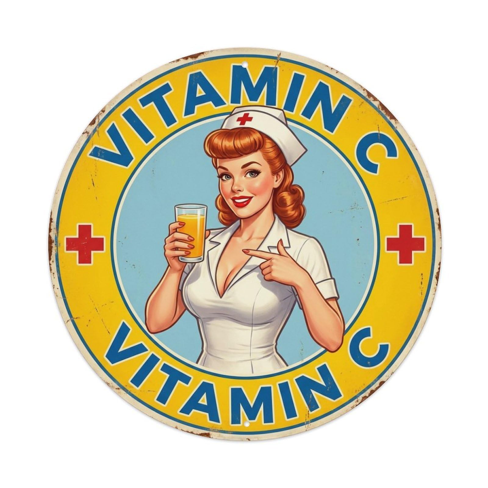 Citrus Boost Nurse Wellness Orange Juice Metal Tin Sign