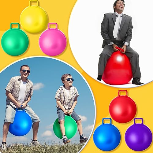 Miniatura 6 de Lewtemi 6 piezas de pelota saltarina para carnaval al aire libre de 29 pulgadas, pelota hinchable con asa y bomba de aire para deportes de ejercicio