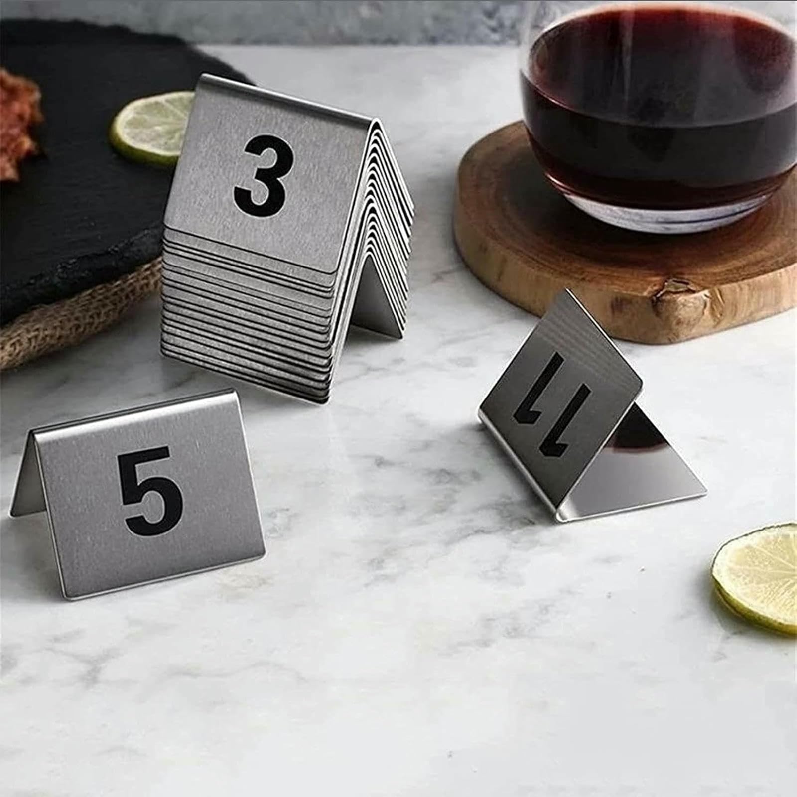 Znaki Ze Stali Ze Stali Nierdzewnej W Stylu Namiotów Karty, Wytrzymałe I Łatwe Do Czyszczenia Na Wesele W Barze Restauracyjnej Table Table, Metalowe Karty Miejsca 1-50 1-100