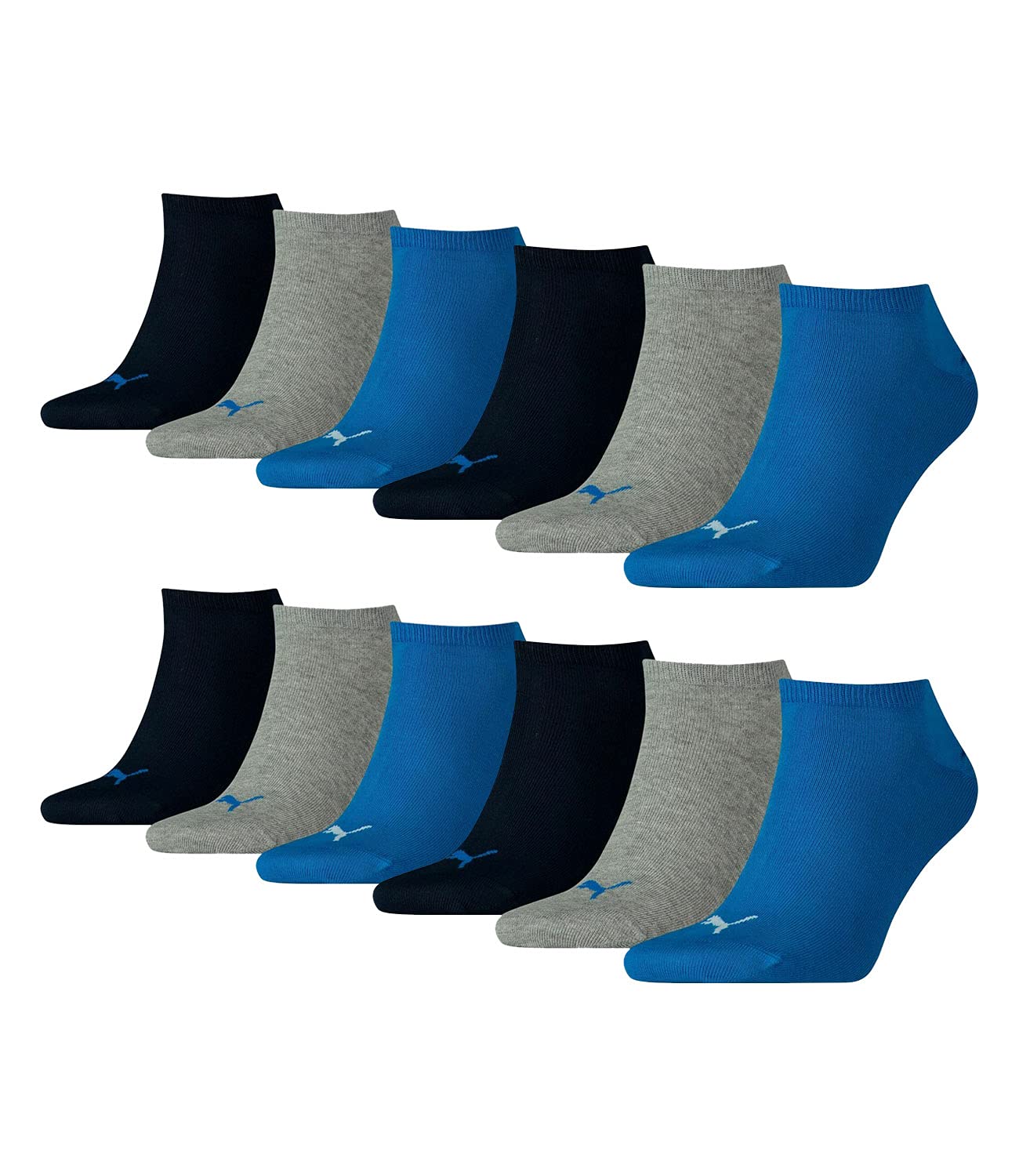 PUMA Calcetines deportivos cortos unisex 261080001, 12 pares, color: multicolor, cantidad: 12 pares (4 paquetes de 3), talla: