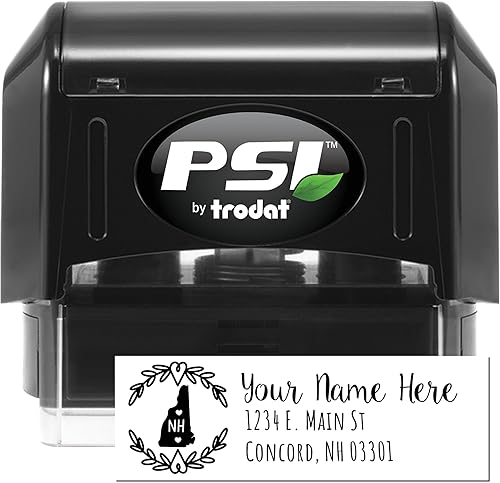 Miniatura 415 de State Love - Sello de dirección autoentintado para Texas, caja rosa, púrpura o negra, impresiones limpias y nítidas, diseño rectangular, tamaño 7/8