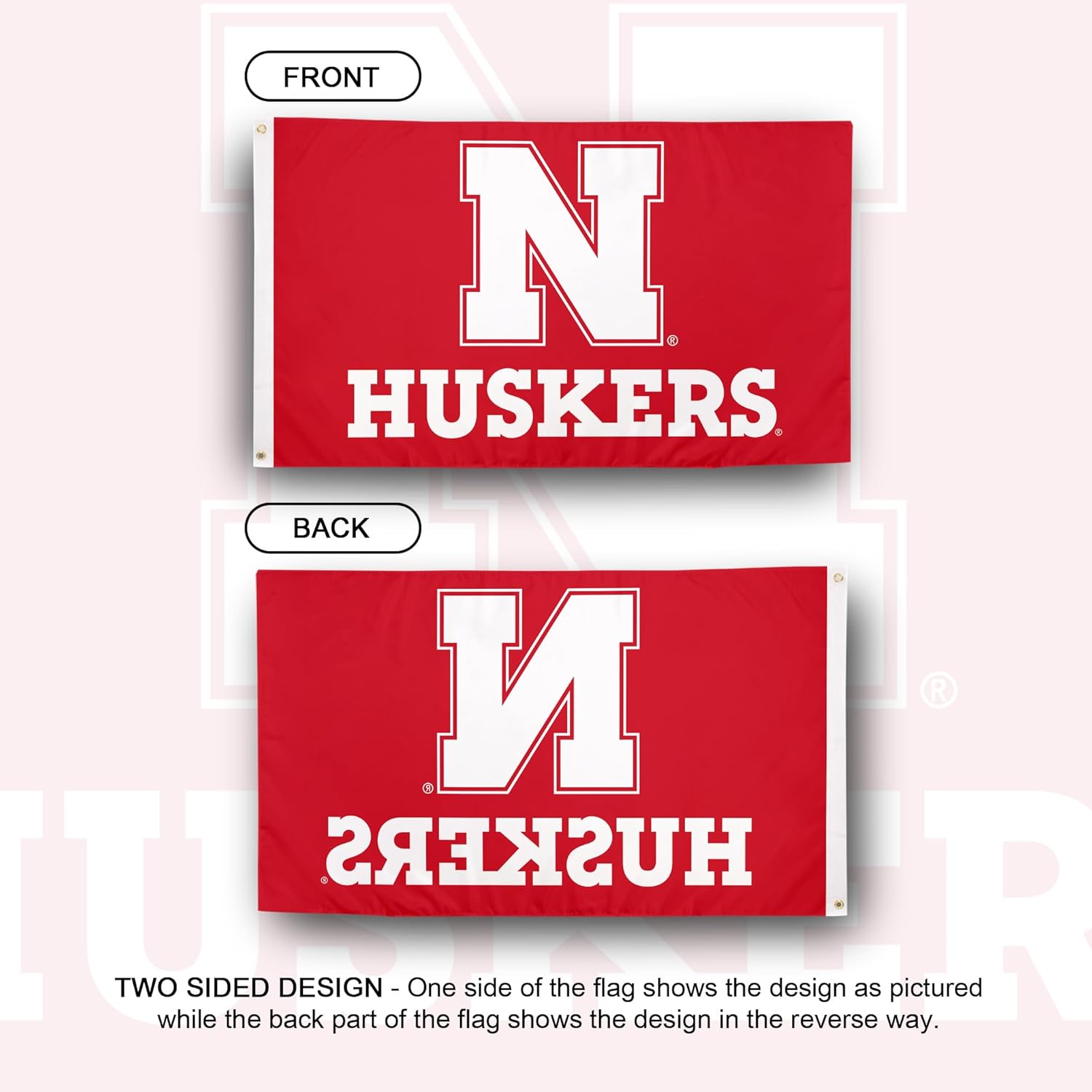 Desert Cactus University of Nebraska UN Flag - 3 x 5 Feet Cornhuskers Banner, Indoor/Outdoor Durable Fabric, 100% Polyester Design (Style A) - Image 2
