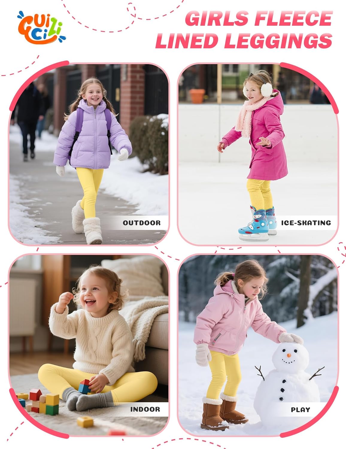 Girls Fleece Lined Leggings Winter Warm Leggings Thick Thermal Pants for Toddler Kids Teen Tights Full Length 2T-12Y - Image 5