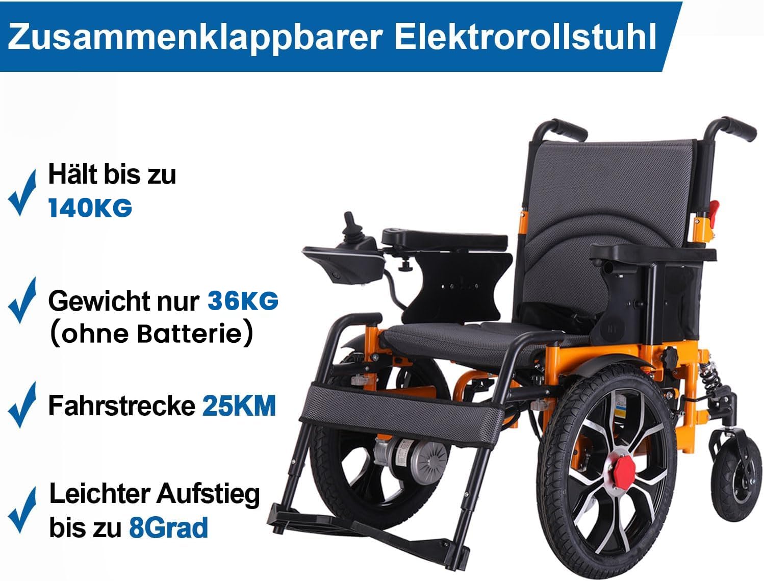 Lekki elektryczny wózek inwalidzki, składany elektryczny wózek inwalidzki 20KM z siedziskiem, podróżny wózek inwalidzki, elektryczny wózek inwalidzki zasilany terenowo