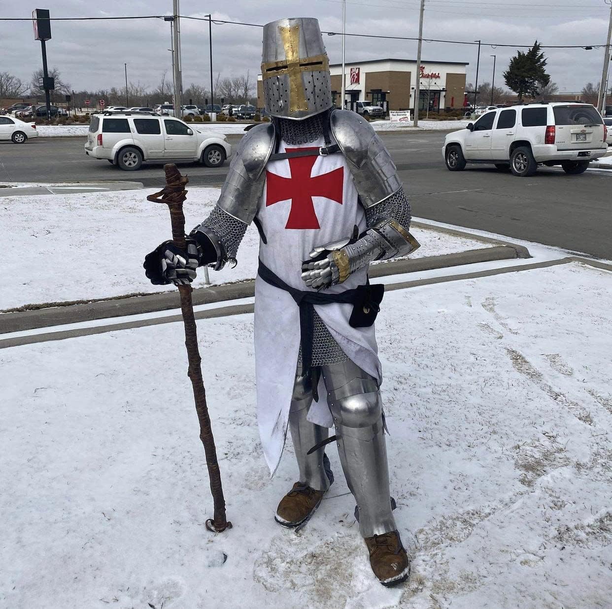 AnNafi® Brass Crusader Helmet | Medieval Metal Knight Helmets | PREMIUM QUALITY with Fitted LEATHER LINER | Dark Crusades Helmet Wearable for Adult | Medieval Costumes - Image 5