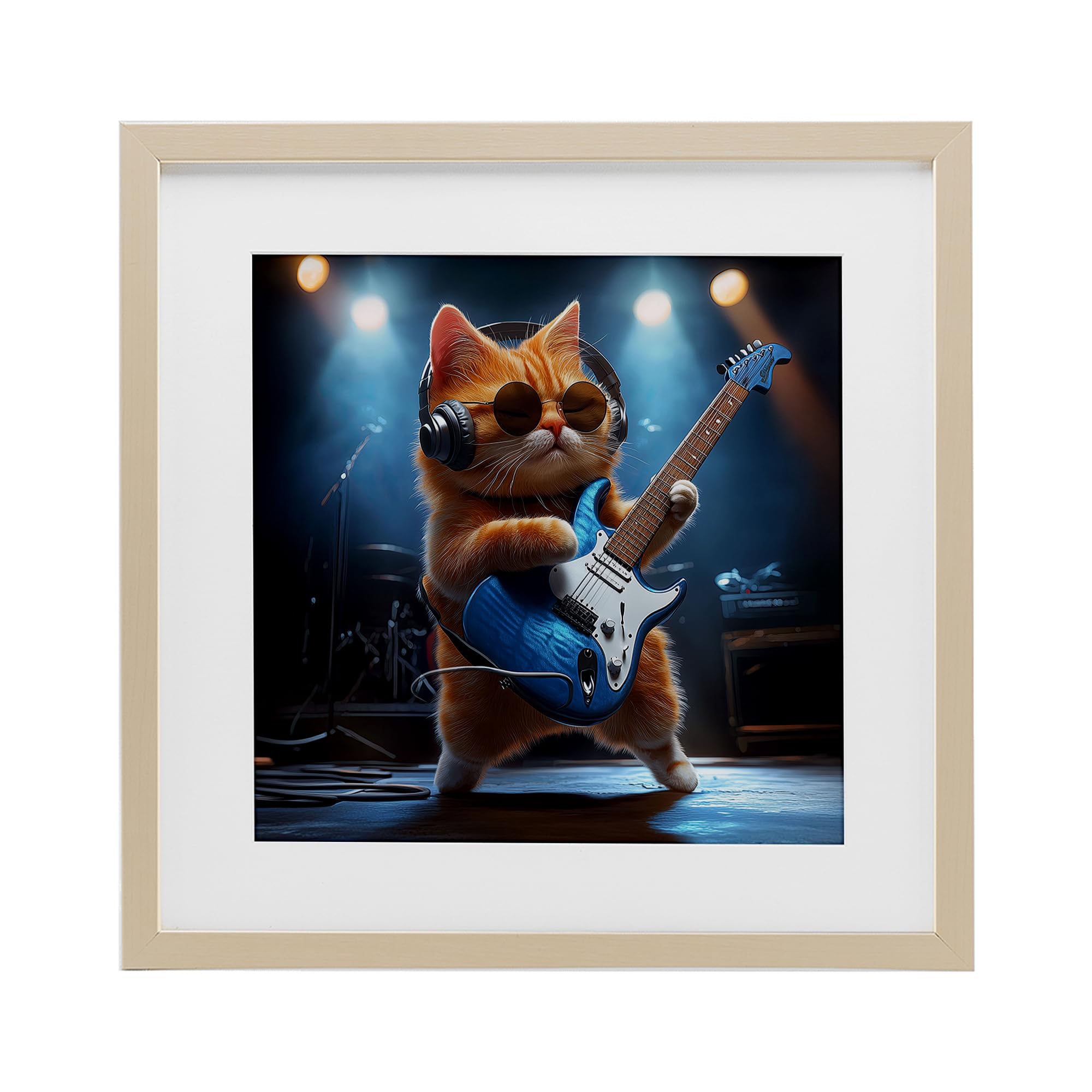 Cadre chat guitariste Jim Baldwin Stupell pour décoration salon et studio musique