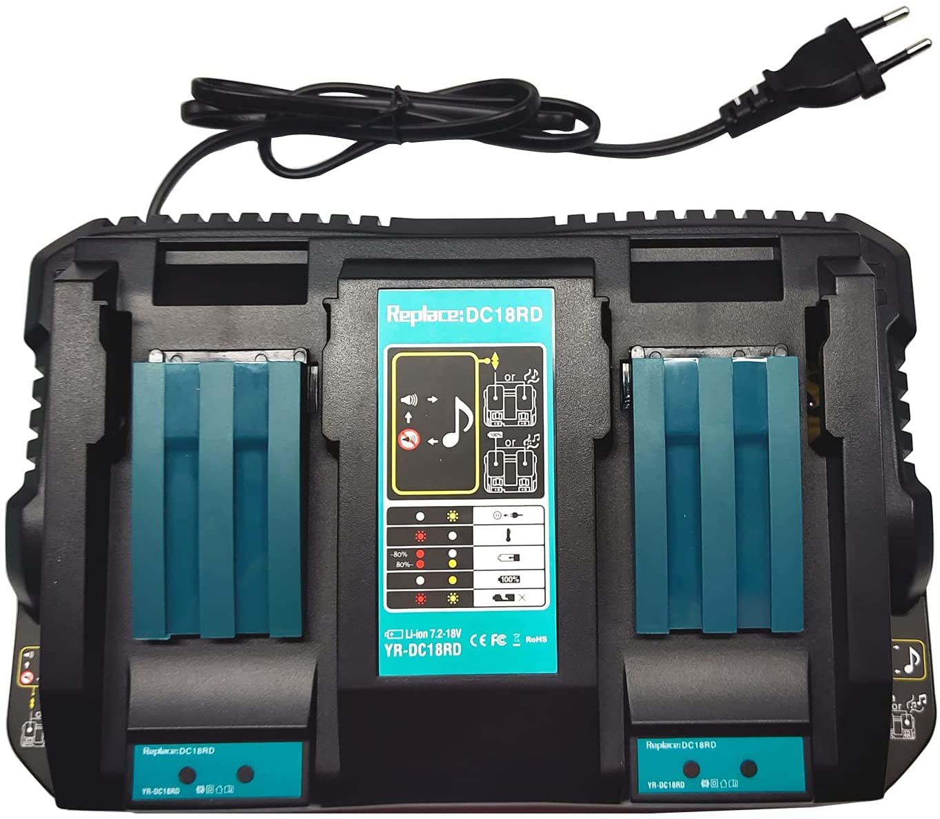 Makita DUC 353 Brushless Li-Ion accu kettingzaag 2 x 18 V = 36 V 2x BL 1850 5,0 Ah accu DC18RD dubbele oplader