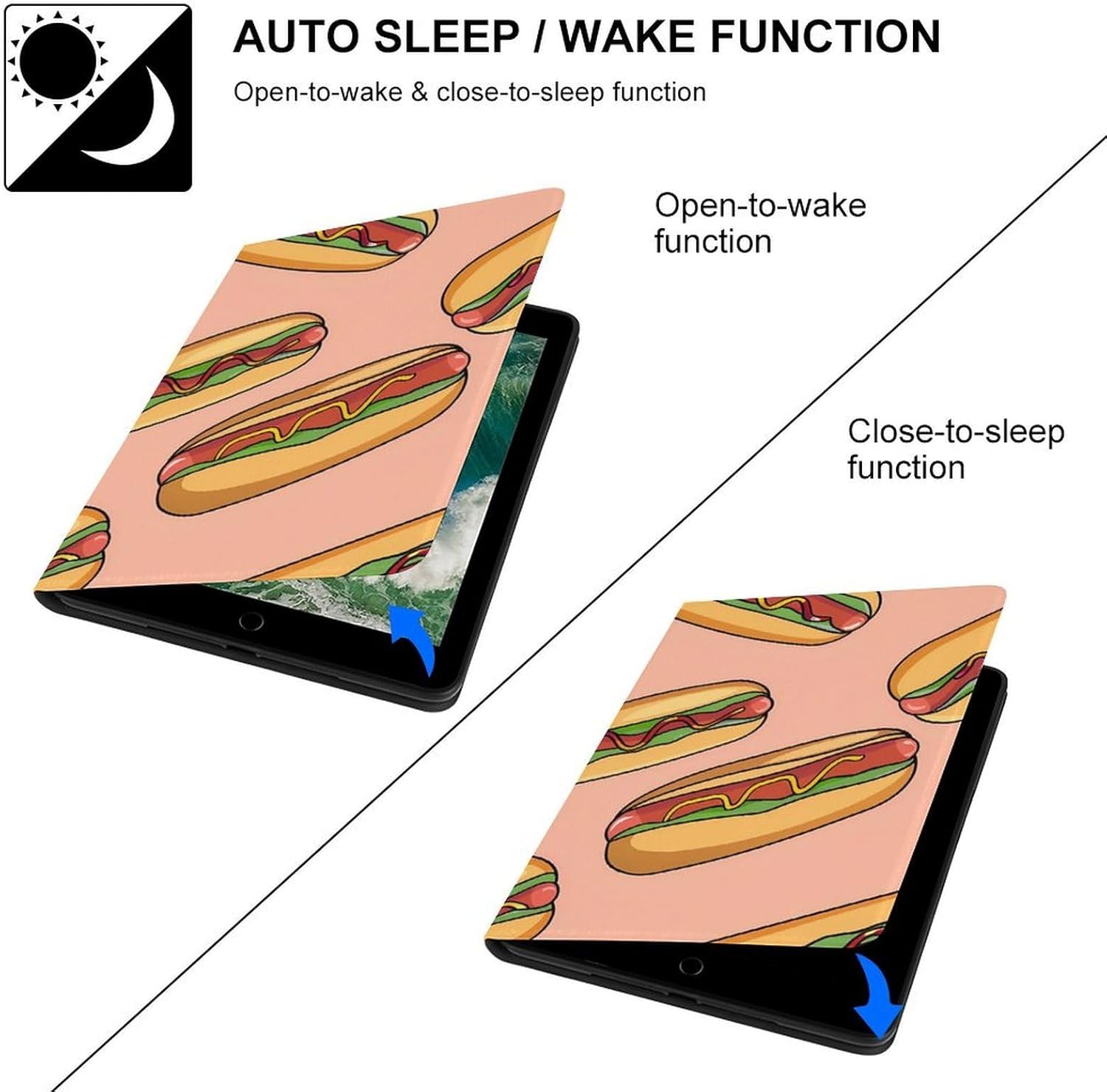 Hot Dogs with Wheat Buns Printed Case Trifold Stand Protective Cover Compatible with ipad Pro/2016 ipad Pro (9.7in)
