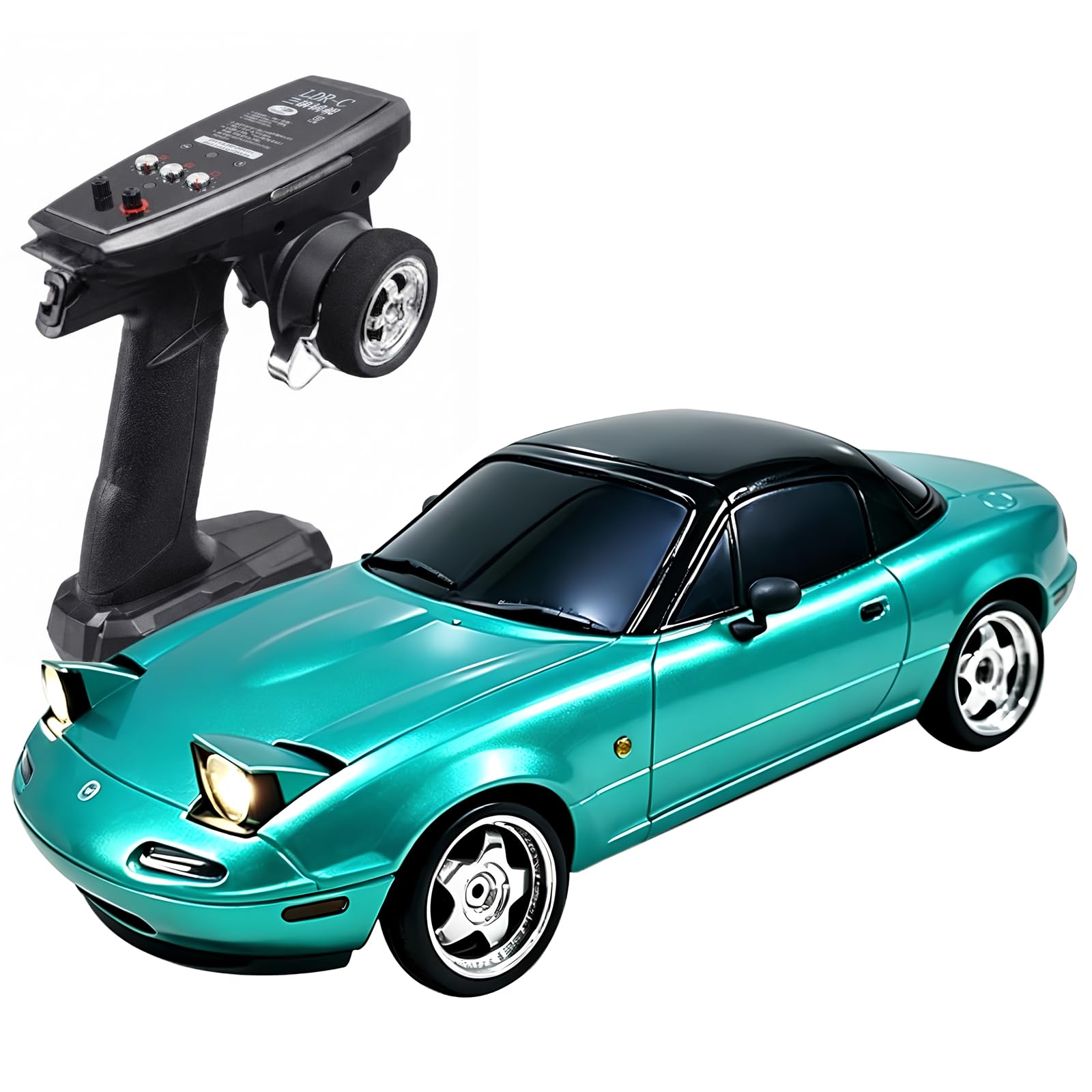 ARRIS 1/18 Scale RC Drift Car, LD1804 Mini MX-5 RC Model Car 2.4GHz RWD Miata RC Vehicles with Gyro for LED Lights for Adults Hobby Toys (Blue)