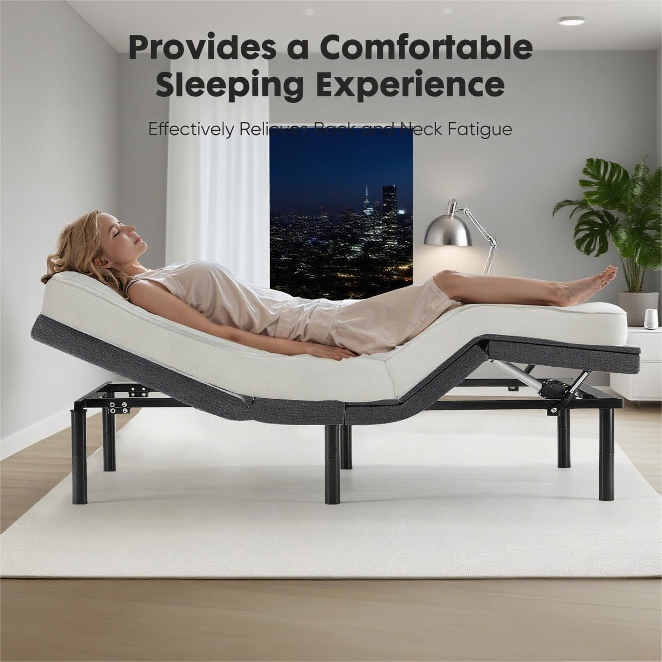 Full Size Adjustable Bed Frame - Zero Gravity, Anti-Snore, Head (0-60°)/Foot (0-40°) Incline, 750LBS Capacity for Foam/Latex Mattresses