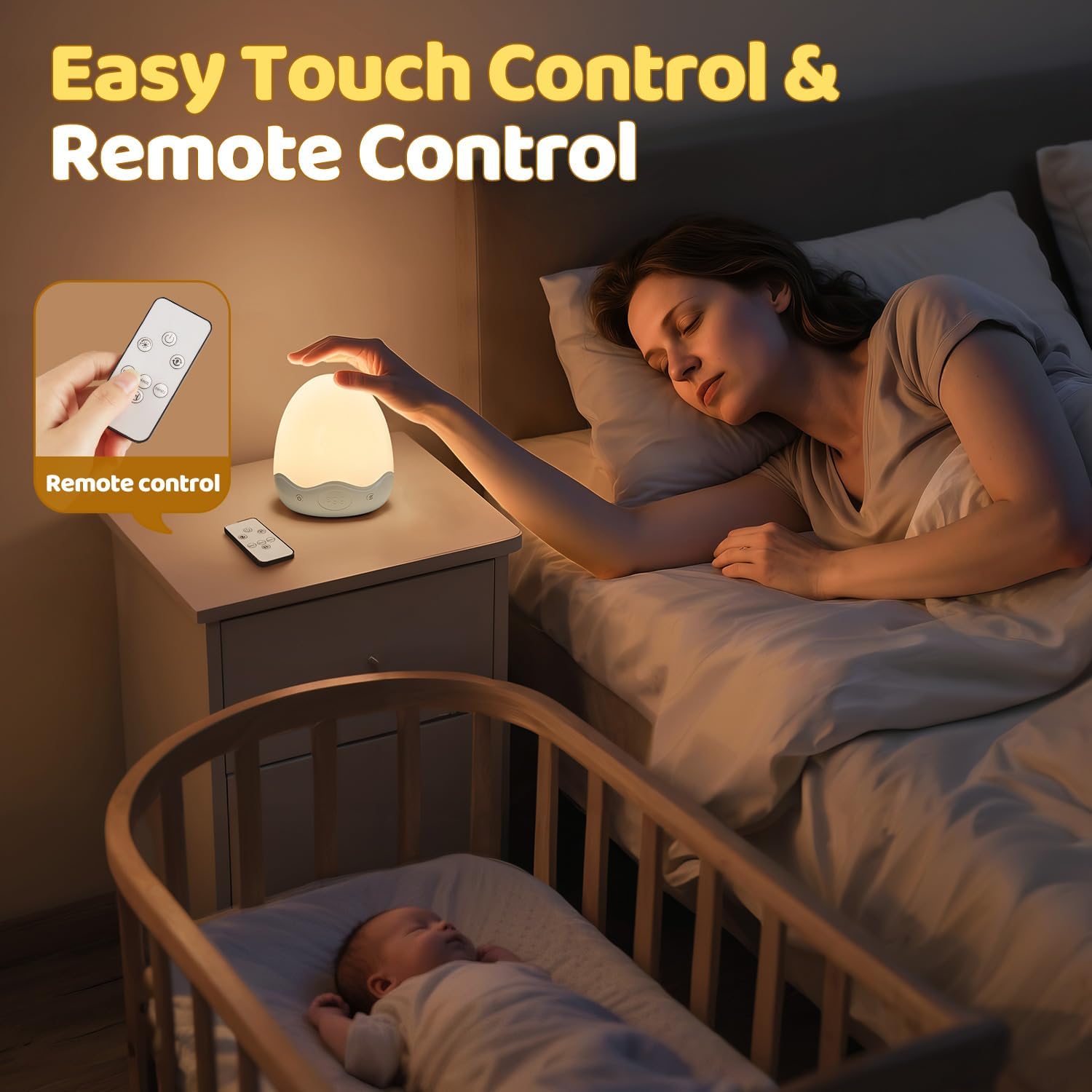 COOLNIGHT Nursery Night Light with Clock,10 Brightness+10 Colors Egg Light for Nursery,Touch+Remote+3600mAh Rechargeable Egg Night Light for Baby Nursery,Warm Light for Breastfeeding 1h Timer&Portable