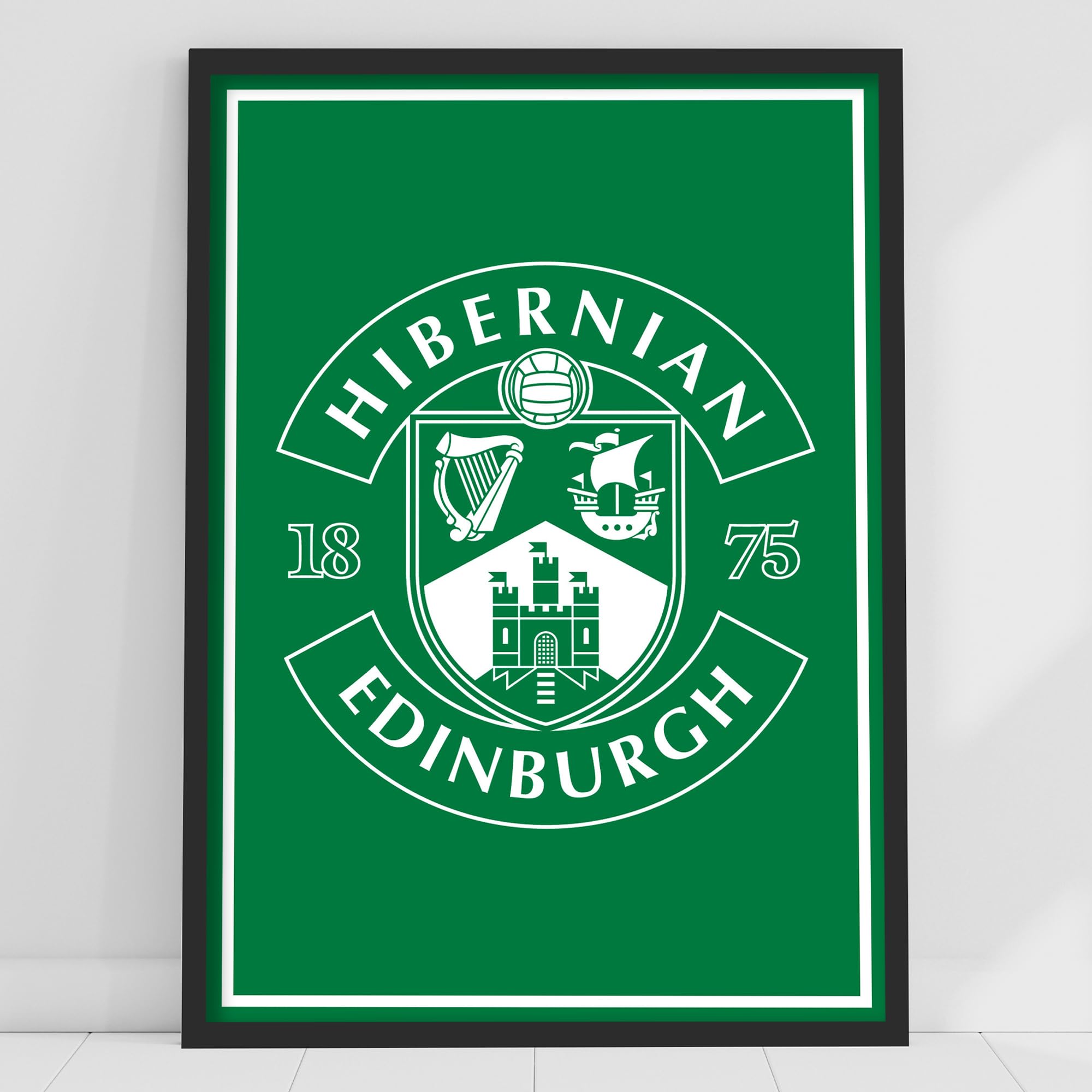 Themed Green Hibernian Fc Print - Hibernian Crest Background Poster Football Wall Art (42Cm X 59.4Cm - A2)