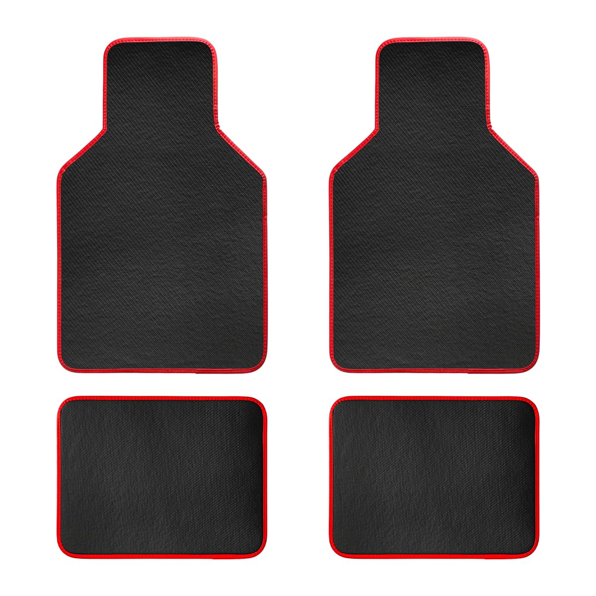 AUCELI Car Floor Mats, 4pcs Carpet Floor Mat Set, Luxury Faux Leather Fit All Weather, Universal Fit Car Floor Mats Protection, Auto Front & Rear Carpet Mat for Sedan SUV Truck (Carbon Fiber/Style A)