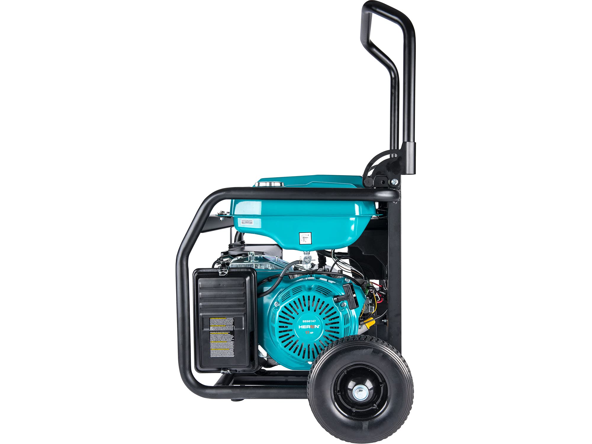 Heron Generator prądu na benzynę 17 KM I 8,2 kW I generator prądu ze zbiornikiem 28 l, podwoziem i rozrusznikiem elektrycznym I z trzema 16 A, 230 V i gniazdem 32 A 230 V, mobilny agregat prądotwórczy