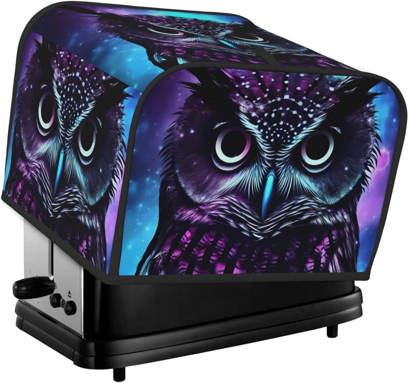Purple Owl Toaster Cover 4 slice Kitchen Small Appliance Covers with Pockets Toaster Dust Cover with Top Handle Oven Cover Washable Universal Bread Maker Cover for Kitchen