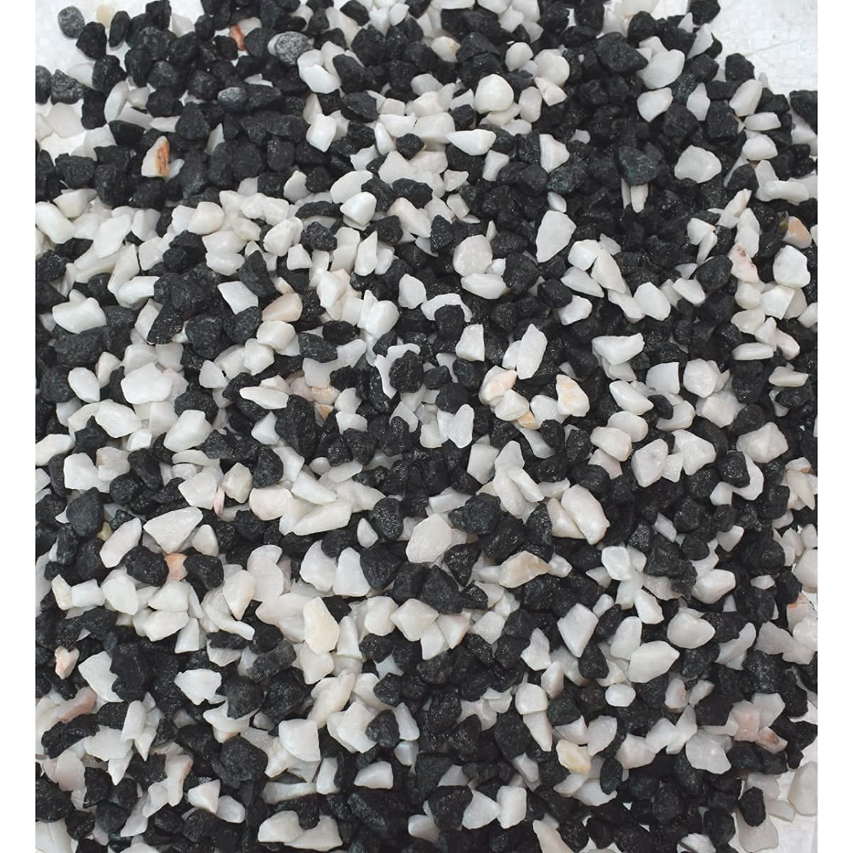 LICAN Decorative Stones Marble Chips for Aquarium Garden Indoor & Outdoor Decoration Pebble Stone (1 kg, Black & White, 1)
