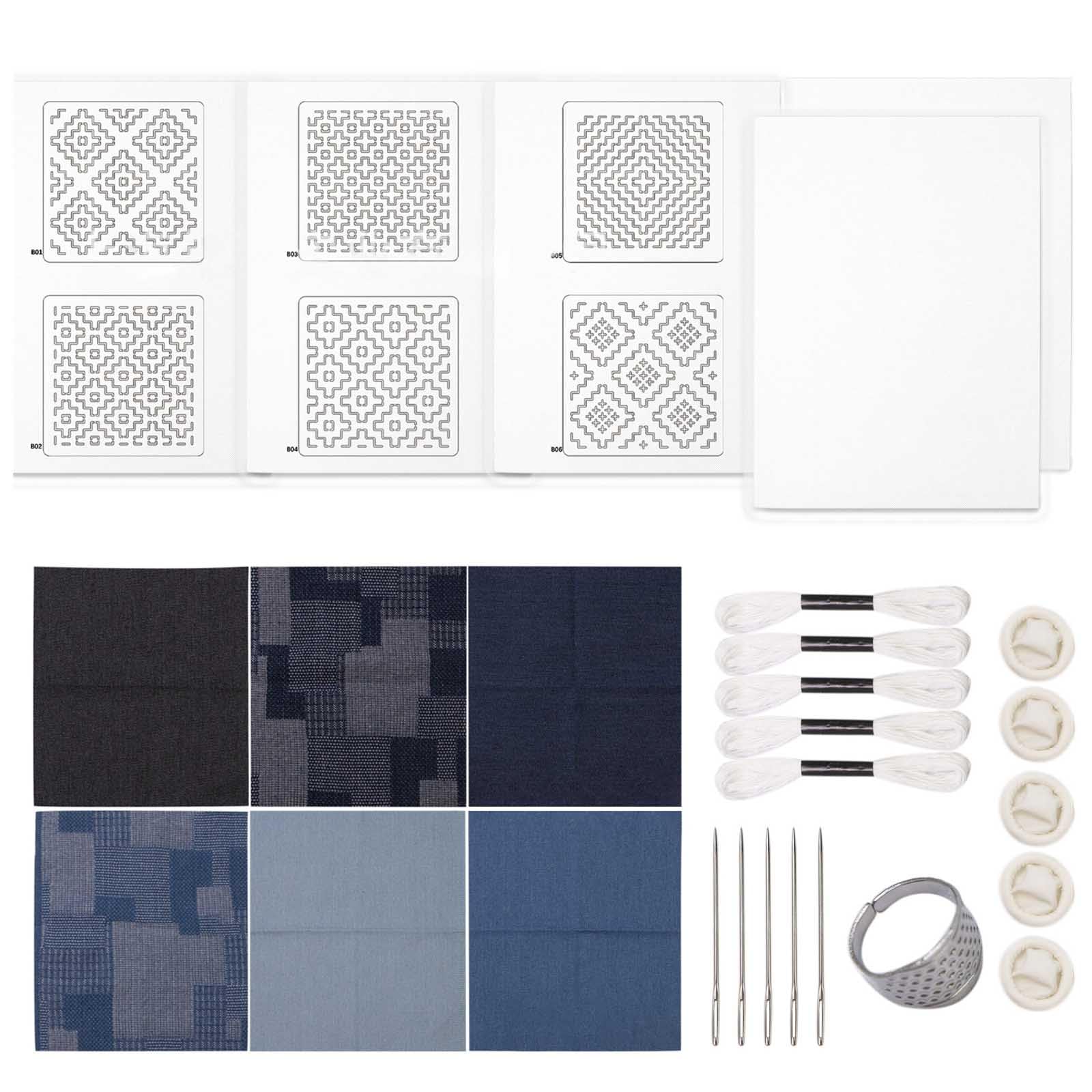 NEWFT Embroidery Fabric, Thread, Needle and Water Soluble Embroidery Stabilizer Set for Needlework Project Hand