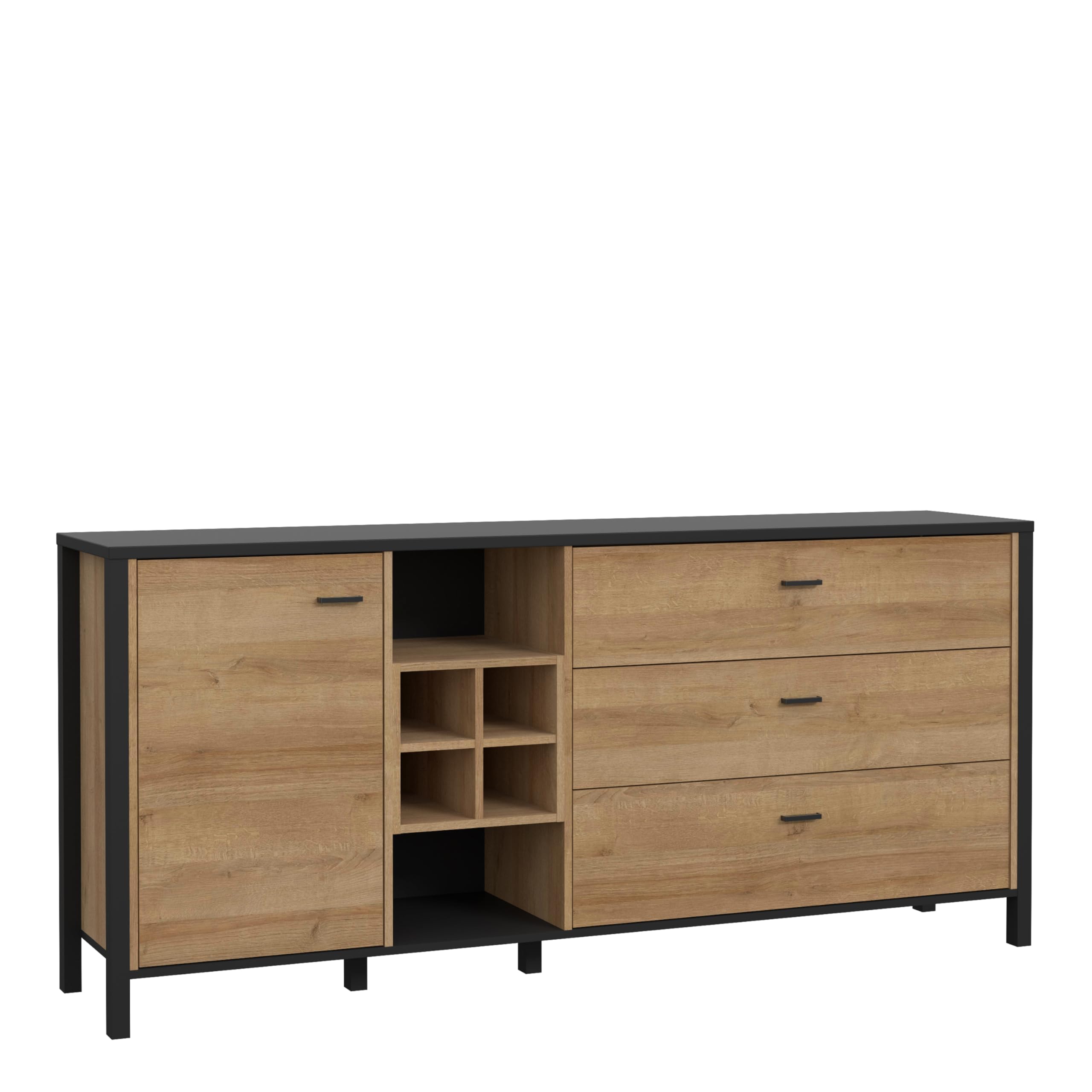 Furniture To Go | High Rock, Matt Black & Riviera Oak, Large Sideboard