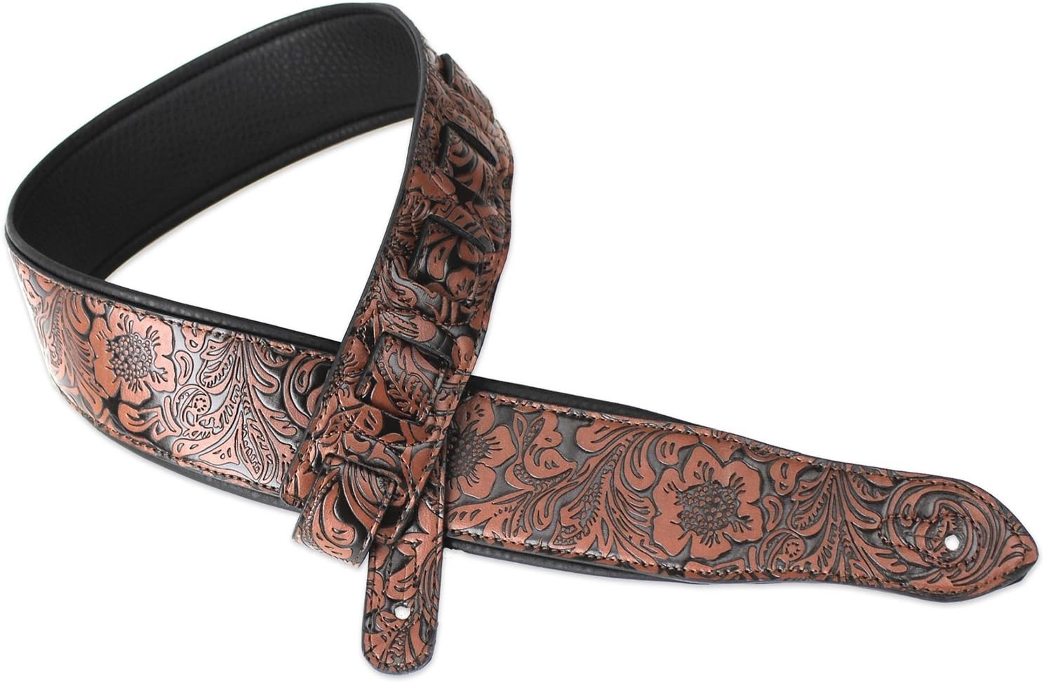 Walker & Williams G-971 Chestnut Brown Western Embossed Strap with Soft Padded Back