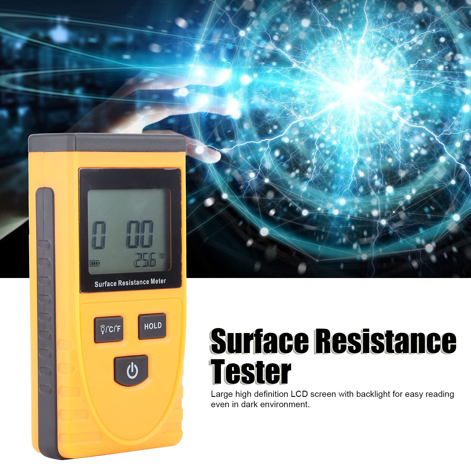 Medidor De Prueba De Resistencia A Tierra De Mano Con Retroiluminación LCD, Medidor De Resistencia De Superficie, Probador De Resistencia De Superficie De Aislamiento Antiestático, Analizador Electros