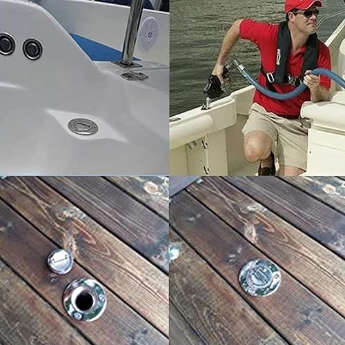 Miniatura 7 de ISURE MARINE Llenadorelleno de cubierta de combustible para barco de 2 pulgadas (1.969 in) con tapa sin llave con tornillos, espejo marino pulido de