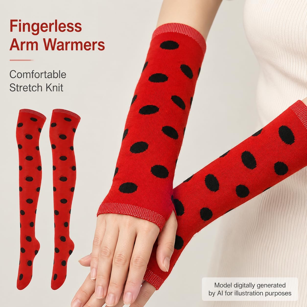 Leg Warmers for Women, Thigh High Socks and Arm Sleeves, Striped Set Costume Accessories for Cosplay