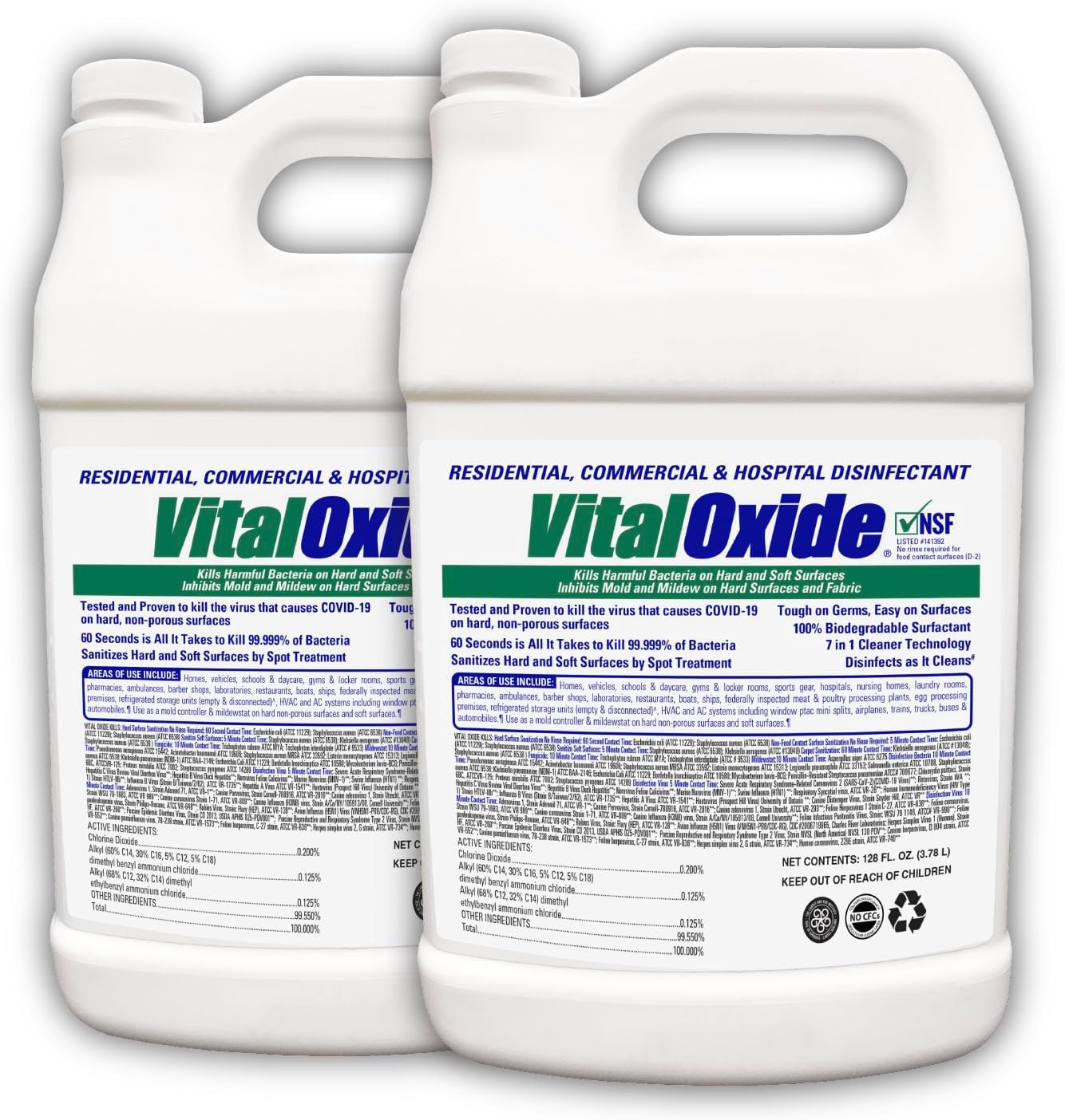 Disinfectant, Deodorizer, Cleaner, Food-Contact Sanitizer, Virucide – (EPA registration #82972-1) – Kills Mold & Mildew, Eliminates Odors-2 Gallons