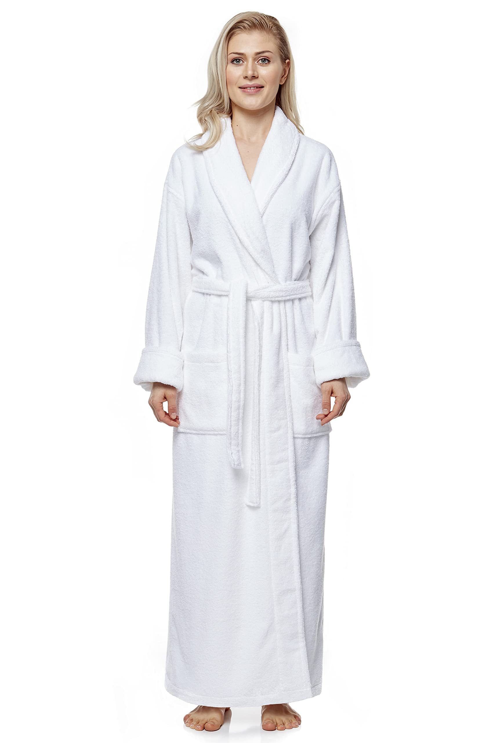 Arus Women's Long Style Full Length Thick Shawl Collar Turkish Bathrobe