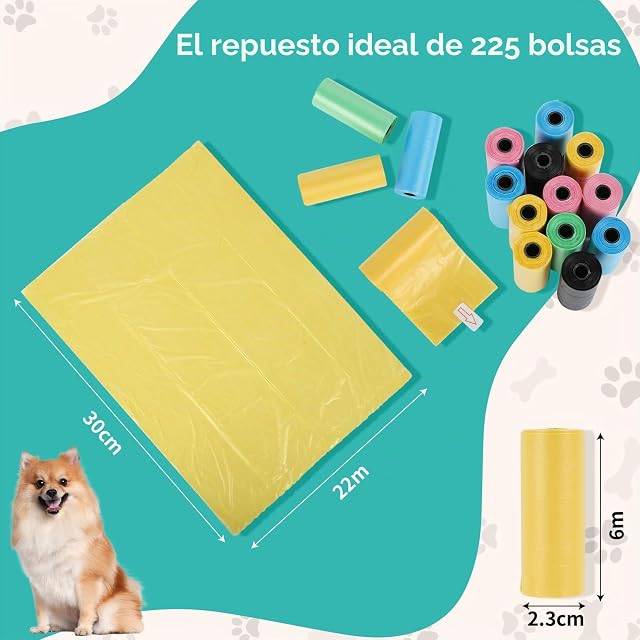 Foto 2 de 7 de AiQInu 225 PCS Bolsas Caca Perro, Dog Poop Bags, Colorido Bolsas Excrementos Perros