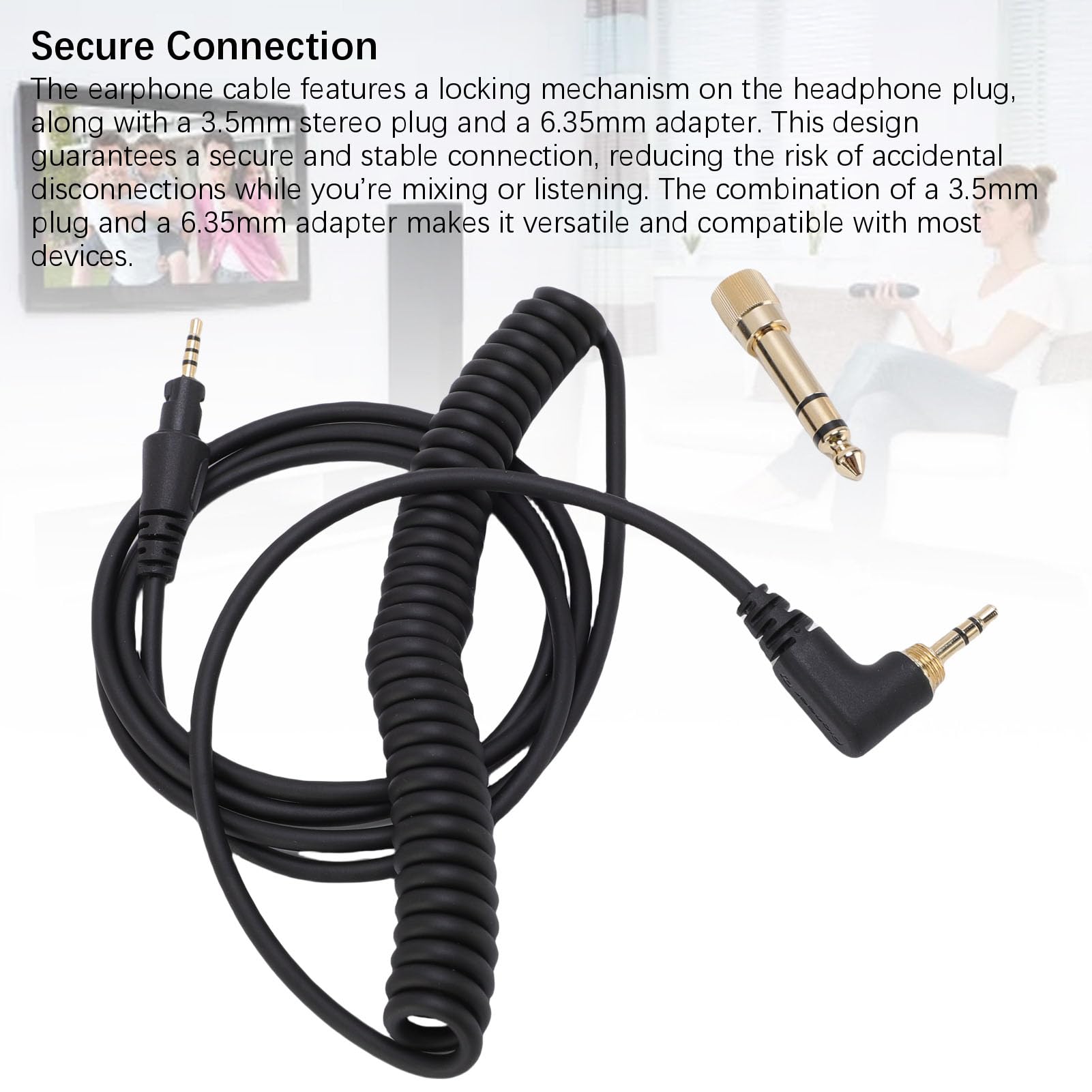 ciciglow Cavo di Estensione Audio Aux Jack, Cavo per Cuffie per Core a Filo OFC, Auricolare Adatta per DJ HDJ-CUE1BT HDJ-X5 HDJ-X7 HDJ-S7 Adattatore da 6,35 Mm