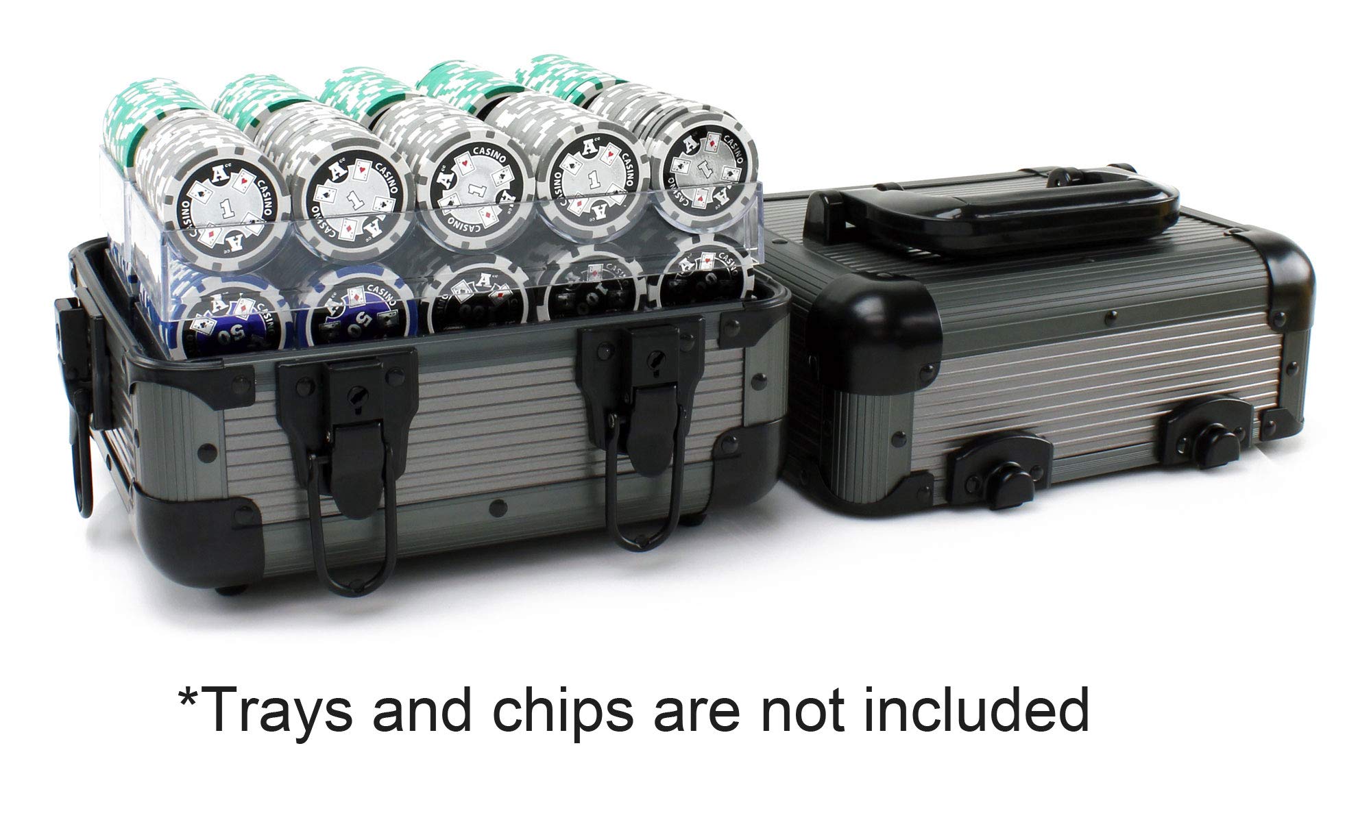Versa Games 600 Stück Deluxe-Poker-Chip-Träger in Grauer Farbe – Ultimativer Pokerchip-Träger, grau, Retro-Stil