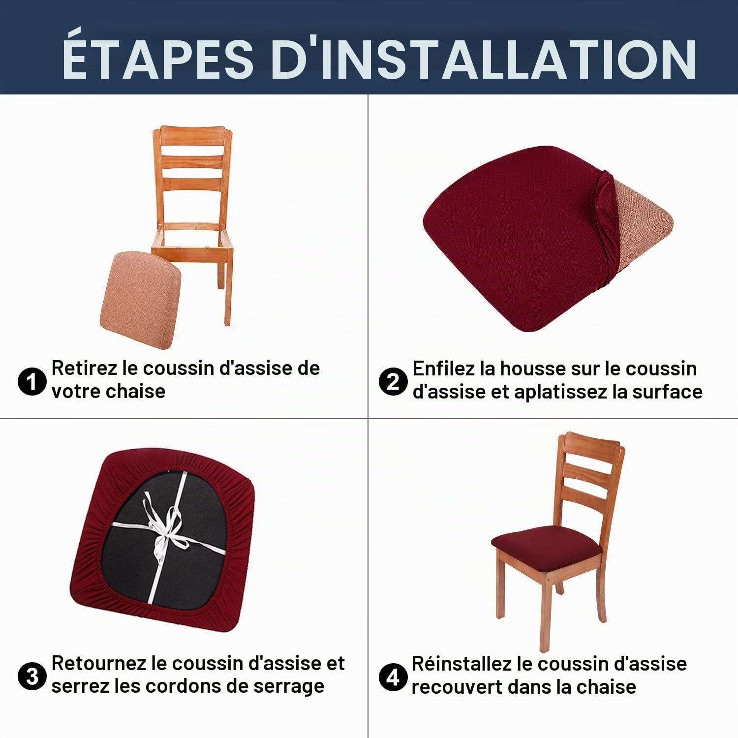Homaxy Housse De Chaise, Housse de Chaise Universelle Lavables, Housse de Salle à Manger Universel, très Facile à Nettoyer et Durable, Facile à Installer (Beige, 6 pièces)