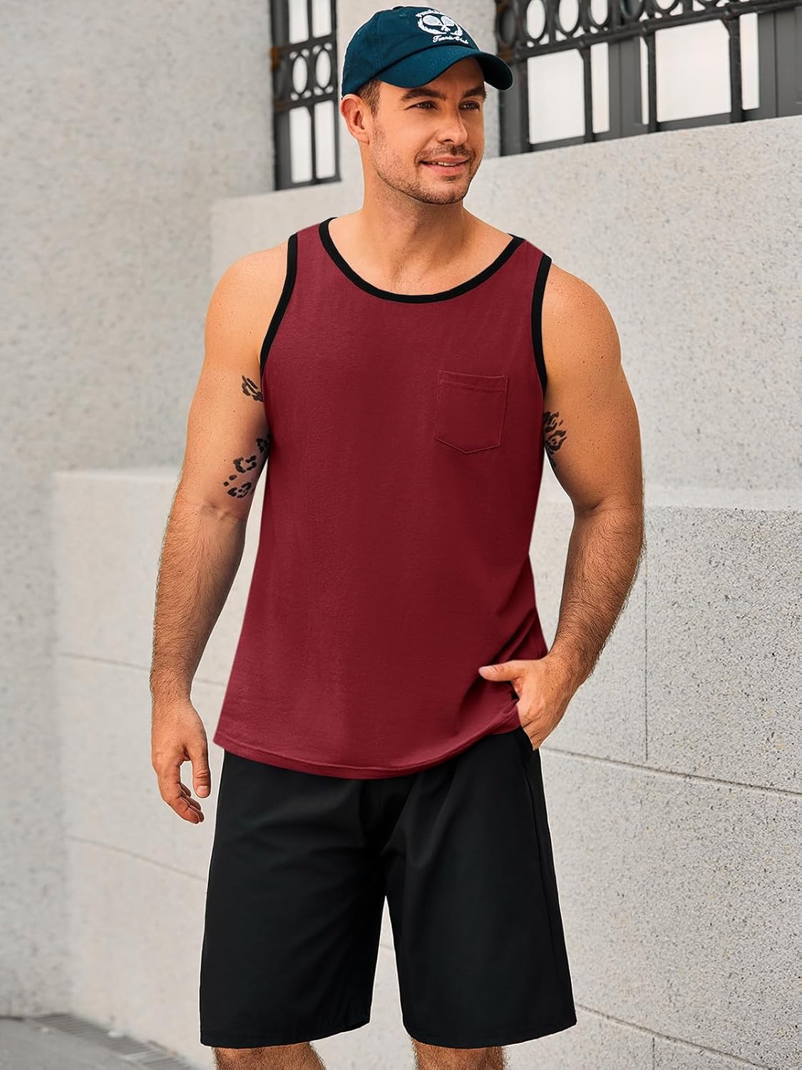 Runcati Men's Workout Tank Tops Athletic Gym Sleeveless Muscle Shirt Casual Basic Summer Fitness T Shirts with Pocket - Image 2