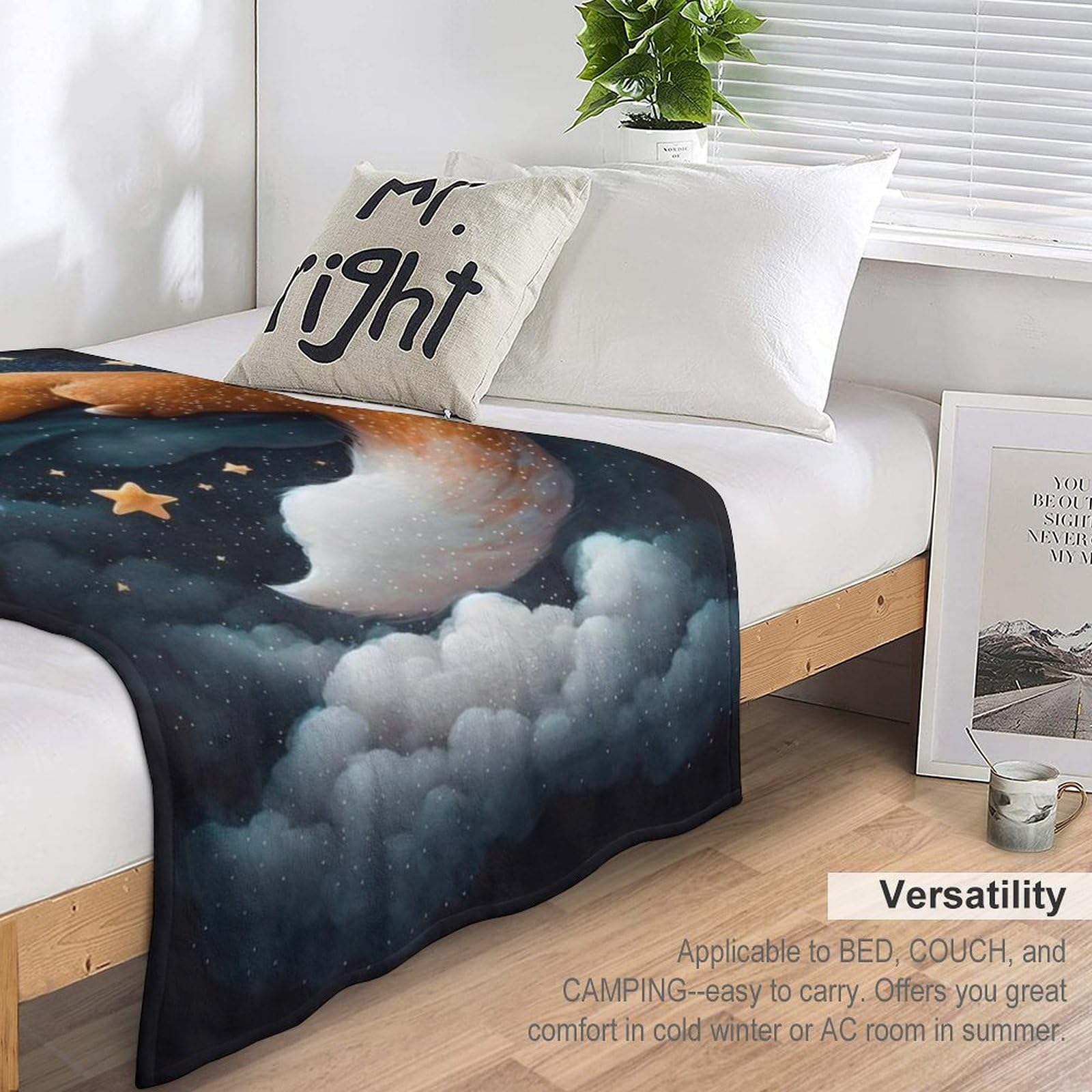 Premium Wohndecke - Fuchs Decke Flannel - Extra Weiche TV- Decke Vier Jahreszeiten Wohndecke Dicke Couchdecke Für Bett/Sofa （180×200cm）