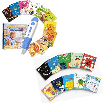 Interactive Reading Pen Set with 20 Books for Kids Ages 3-5 Includes 10 Storybooks & 10 Nursery Rhyme Books Screen-Free Audio Learning Toy USB-C Rechargeable