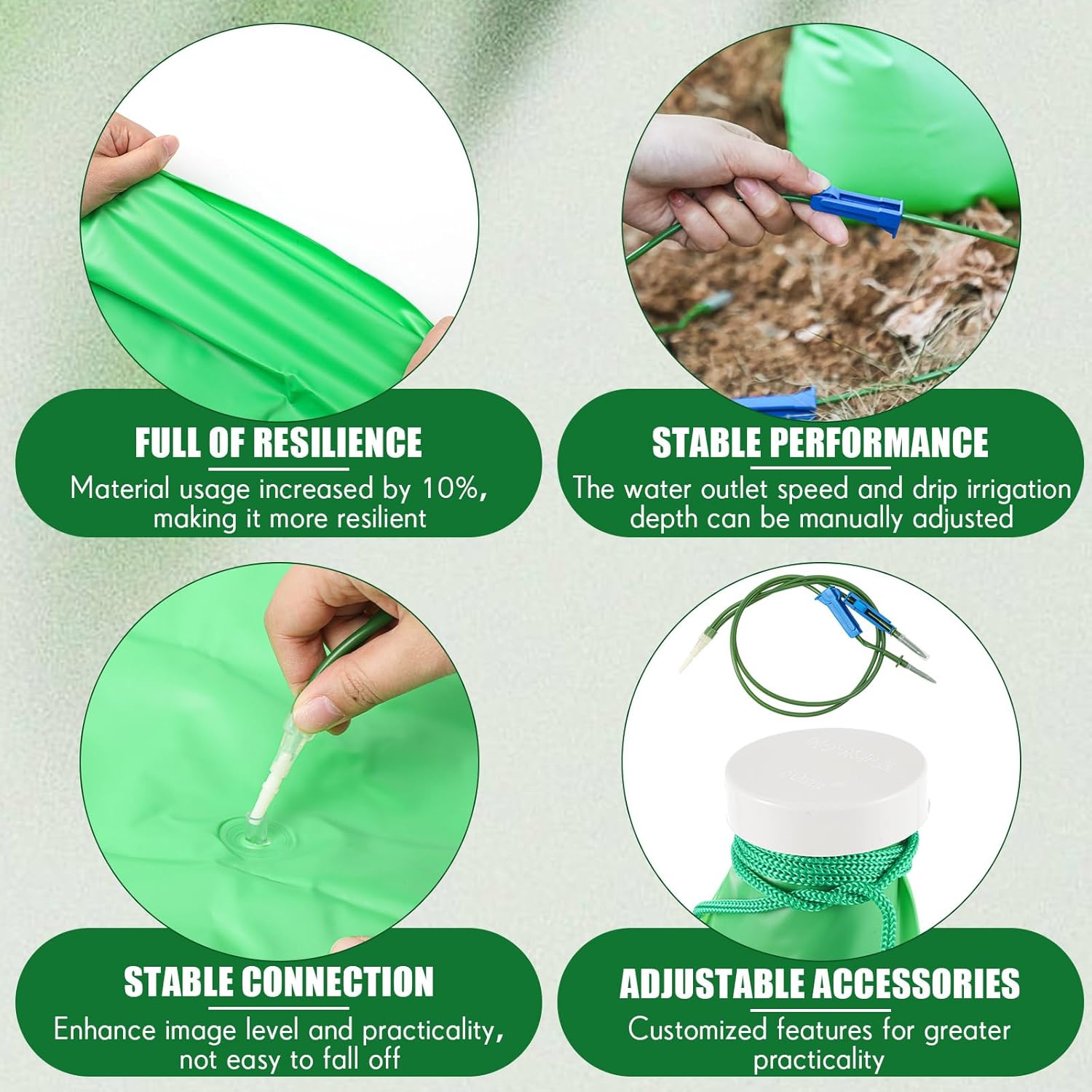 Tioncy 6 Pack Tree Watering Bags with Dual Adjustable Outlets - 10.5 Gallon Precision Irrigation System Slow Release Water Bags for Small/Medium Trees, Leakproof & Overwatering Risk