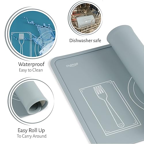 Miniatura 4 de CHAMOS Montessori - Mantel individual para niños pequeños, alfombrillas de silicona para mesa de comedor, juego de 2 unidades, aprendizaje de mesa