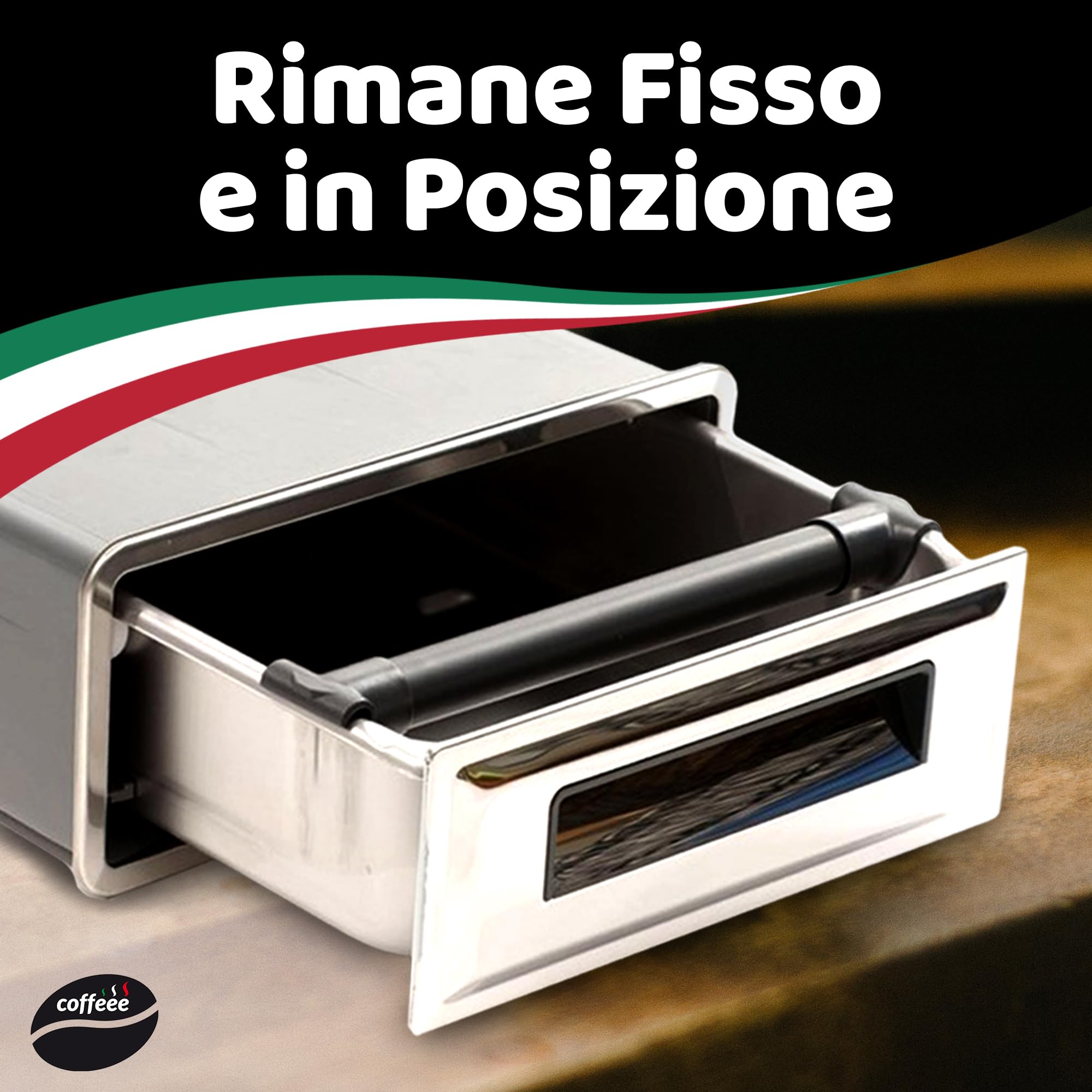 COFFEEE Bastone Battifiltro Caffe - Bastone per Cassetti del Caffè Compatibile con la Maggior Parte di Cassetti e Tramogge - Diam. 30 mm, Lungo 342 mm - Ganci di Supporto - Prodotto in Italia