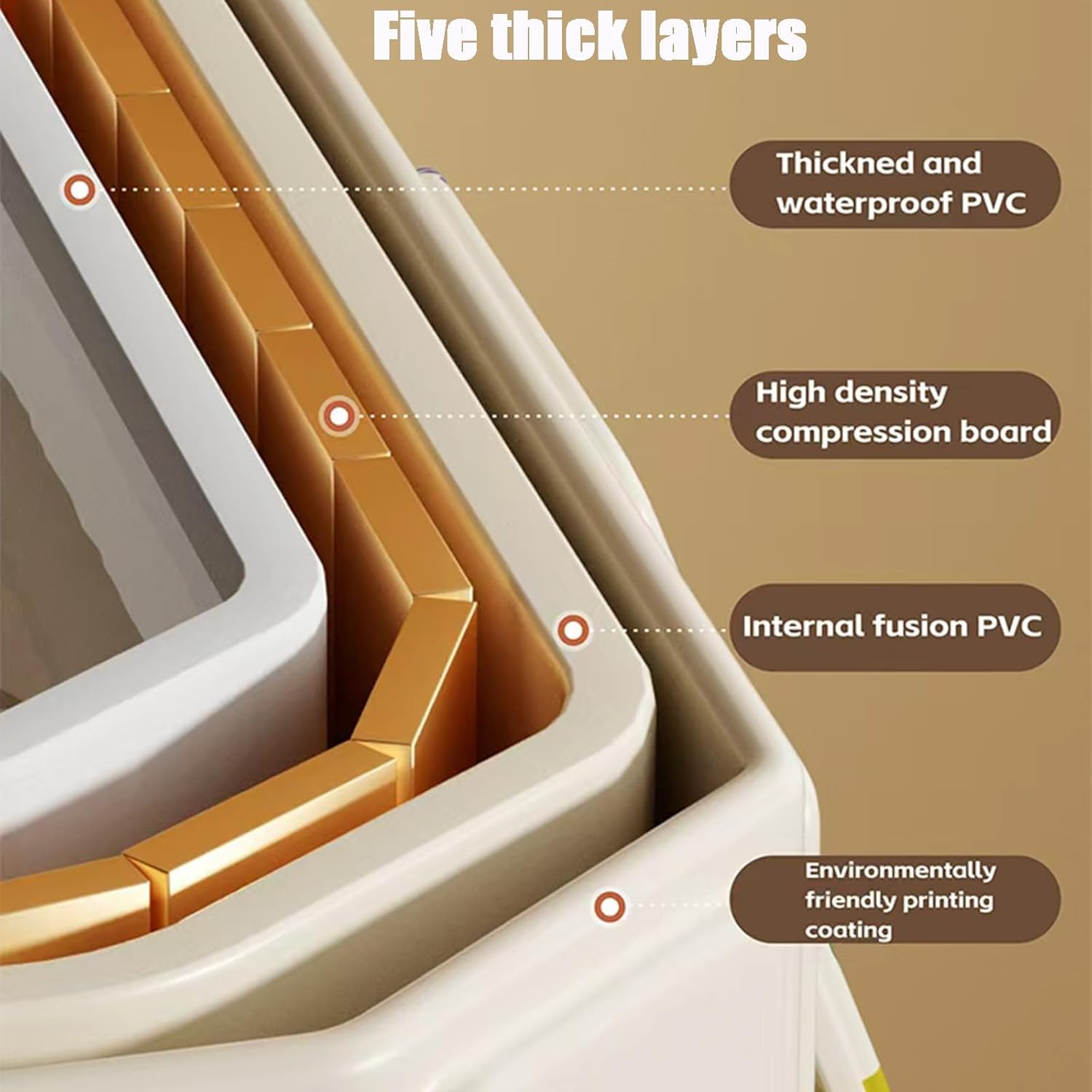 PandaEar Foldable Baby Bathtub, Large Collapsible Kids Bath Tub for Toddlers & Infants, Space-Saving Portable Bath Bucket with Drain Plug, Non-Slip Design for Home Use -Cream