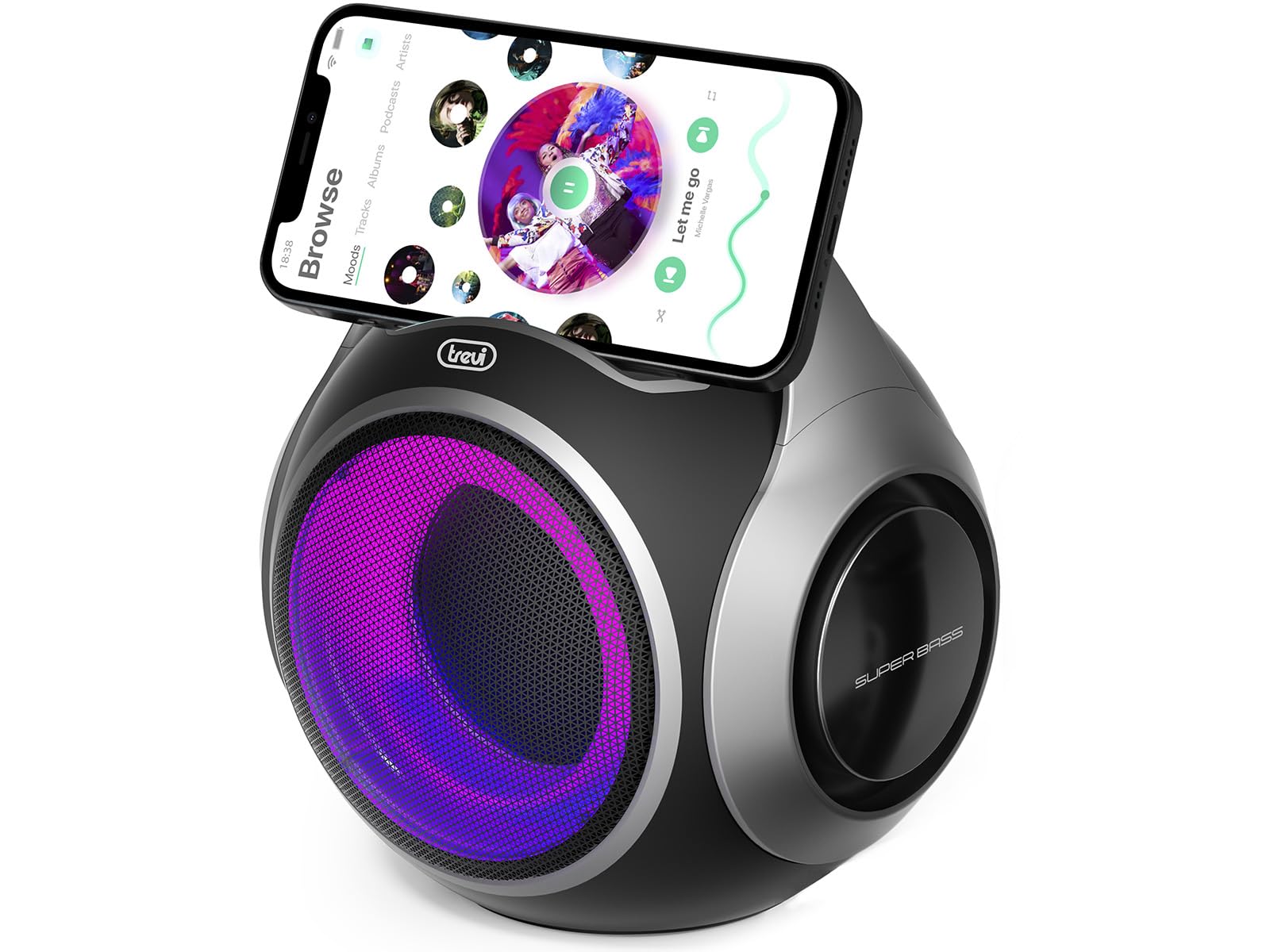 Trevi XR 8A 202 Speaker Portatile 20W, Cassa Wireless con Funzione TWS, Presa USB, Micro SD, Batteria Integrata, Nero
