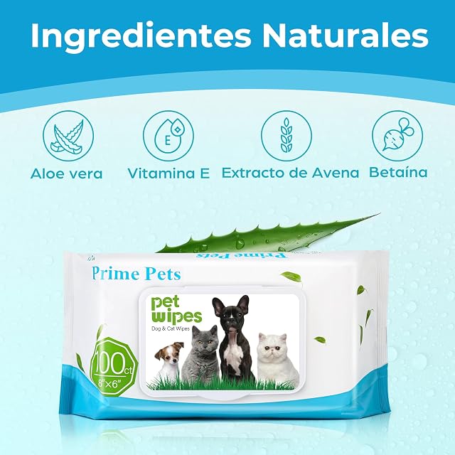 Foto 3 de 7 de PrimePets Toallitas Perros Higiene, Toallitas para Gatos, 3 x 100 Piezas