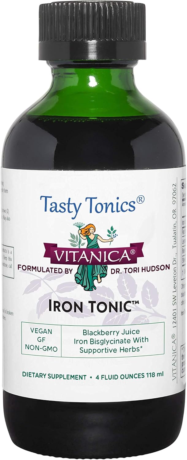 Vitanica Iron Tonic, Liquid Iron Supplement, Red Blood Cell Support, Vegan, 4 Ounce : Health & Household