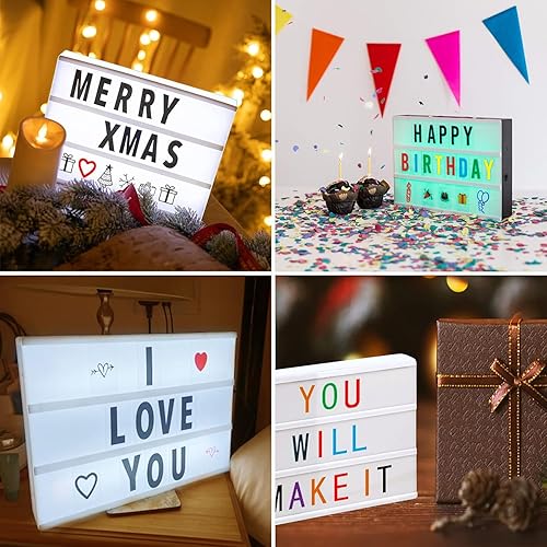 Miniatura 4 de Juego de letras de caja de luz cinematográfica de alta calidad, 293 piezas (104 negros + 104 multicolor + 85 iconos) – Nueva edición de plástico A4