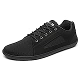 SAGUARO Unisex Knit Barfußschuhe DuckStride Luck Ⅰ- Weich Bequem Minimalistische Barfußschuhe mit Weit Zehenbox, Gr.36-46 Schwarz 40 EU