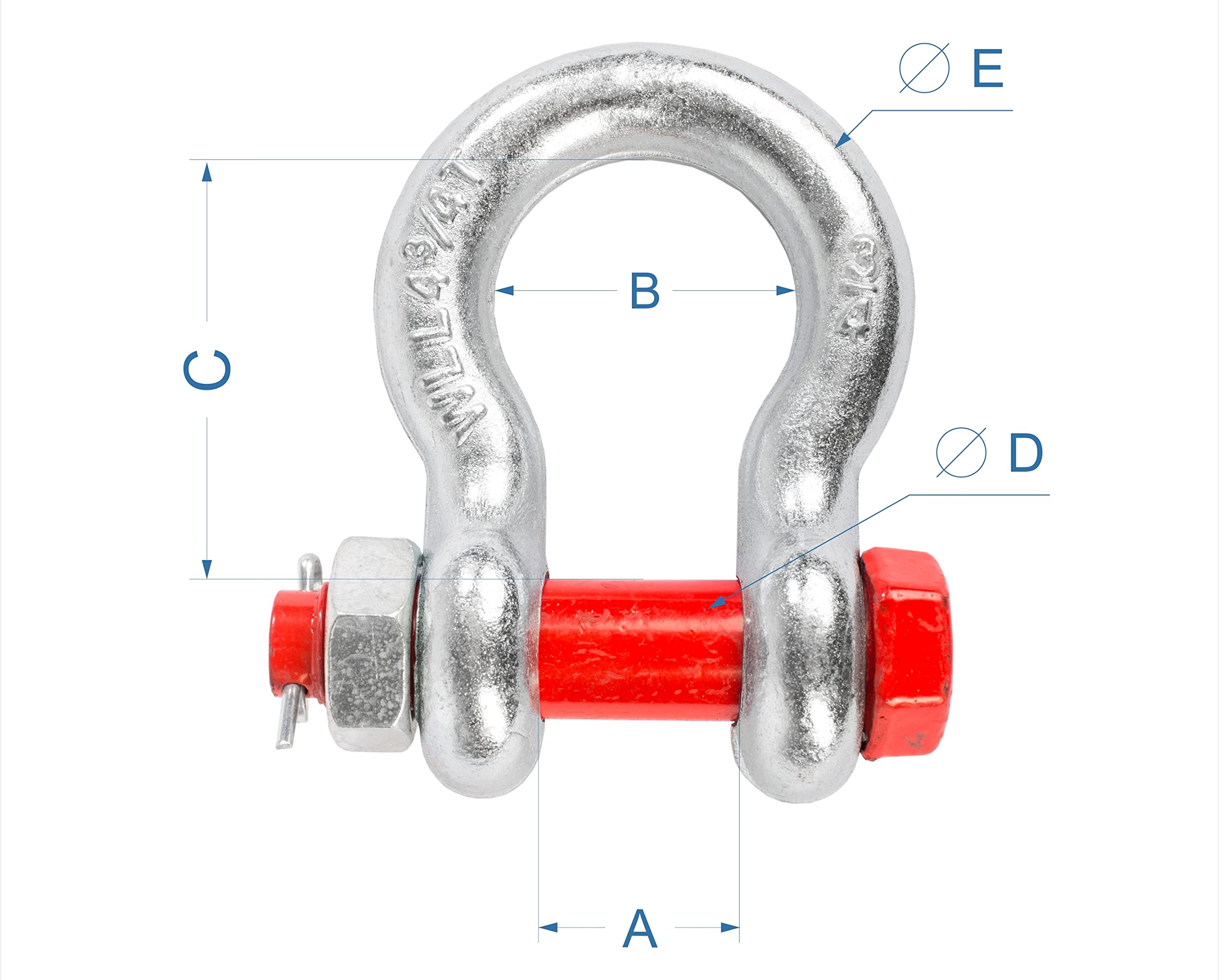 WeighTAJ Bow Shackle Alloy Steel GR80 Screw Nut Bolt Type G2130 - Ideal for Lifting with Rated Lifting Load WLL and CE certified (WLL - 1ton, 5) 1
