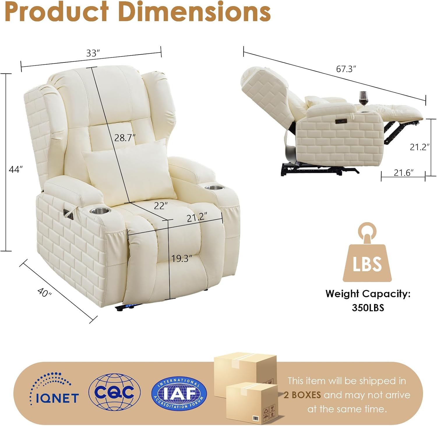 SAMERY Power Recliner Chair with Massage and Heat, Electric Zero Wall Hugger Recliner Sofa Chair Set of 2 for Living Room RV Theater Seating with LED Lights/USB Type-C/Cup Holders/Pockets