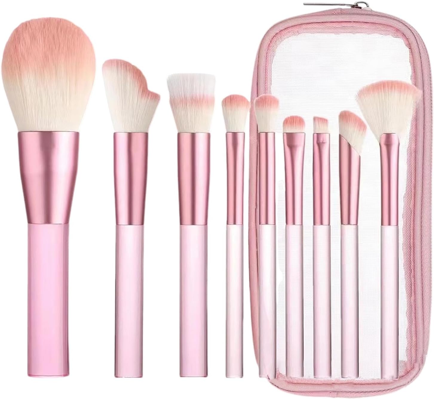 Makeup Brush Set with Storage Case, 9 Pcs Premium Synthetic Flat Foundation Brush,Concealer Blending Eyeliner Powder Eyeshadow Contour Brushes,Gifts for Mom