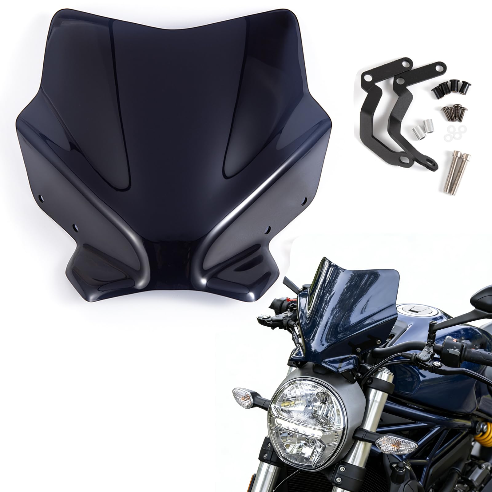 Parabrezza universale per moto Deflettore vento per 1200 2014 s 1200r 2014-2018 2022 (Grigio)