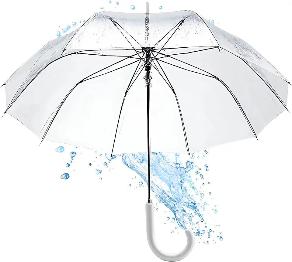 Guarda Chuva Transparente Feminino Masculino Grande Anti-Vento Automático, Dome Resistente à Chuva, Compacto e Elegante - Proteção UV e Visibilidade Clara para Casamento e Uso Diário Guarda-Chuva Forte